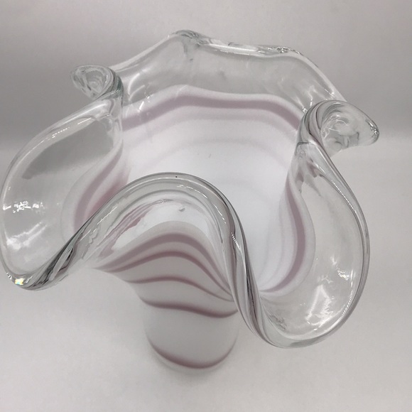 Hand Blown Murano Wave Glass Swirl looking Vase Perfect Condition Very Heavy - Picture 3 of 7